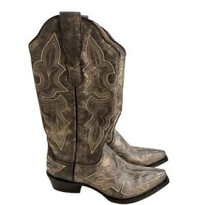 Stetson Western Boots Handmade Leather‎ Woman's 7.5 Metallic